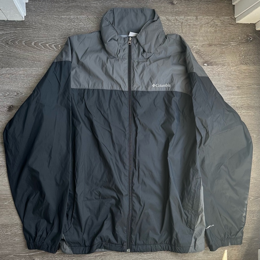 Columbia Lightweight Zip Up Jacket XXL Gray Black Outdoor Windbreaker